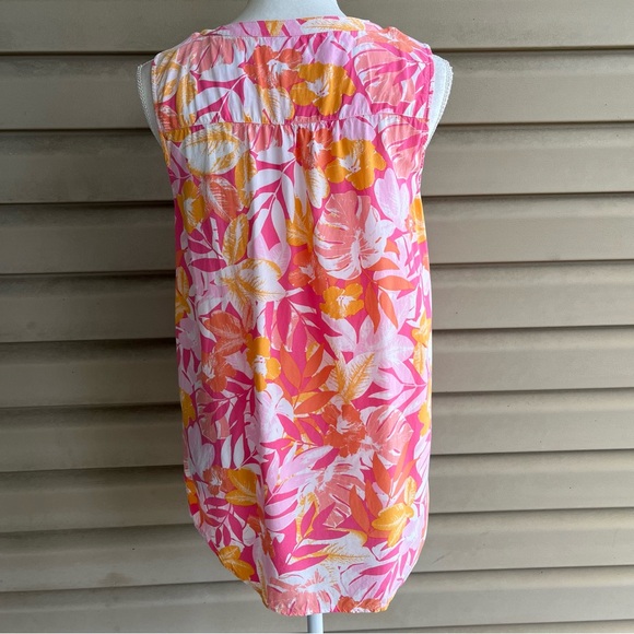 •J.Jill• Sleeveless Tropical Floral Button Down Blouse - Size Small - Picture 6 of 9